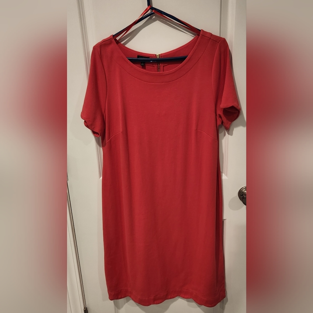 Talbots Woman Coral Scalloped Short sleeve shift dress size X - Picture 2 of 7